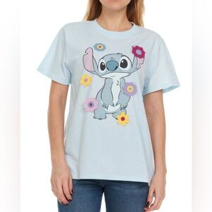 Disney Stitch Crochet Flowers Shirt Large blue